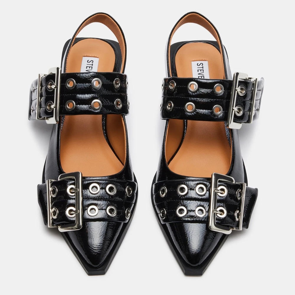 STEVE MADDEN GRAND AVE SANDAL BLACK PATENT